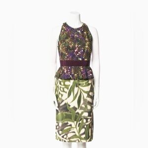 Giambattista Valli Resort 2013 Silk Peplum Floral Printed Sheath Dress XS - SM